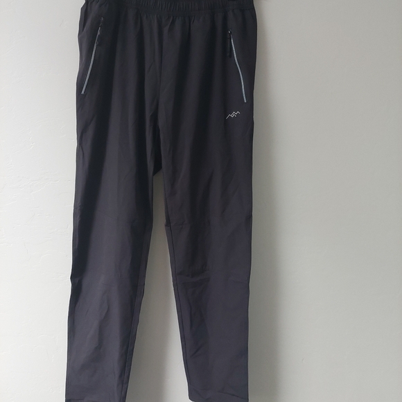 Trailside Black Pants M Softshell Zip‎ Pockets Elastic Waist Wind  Drawstring - Picture 2 of 10